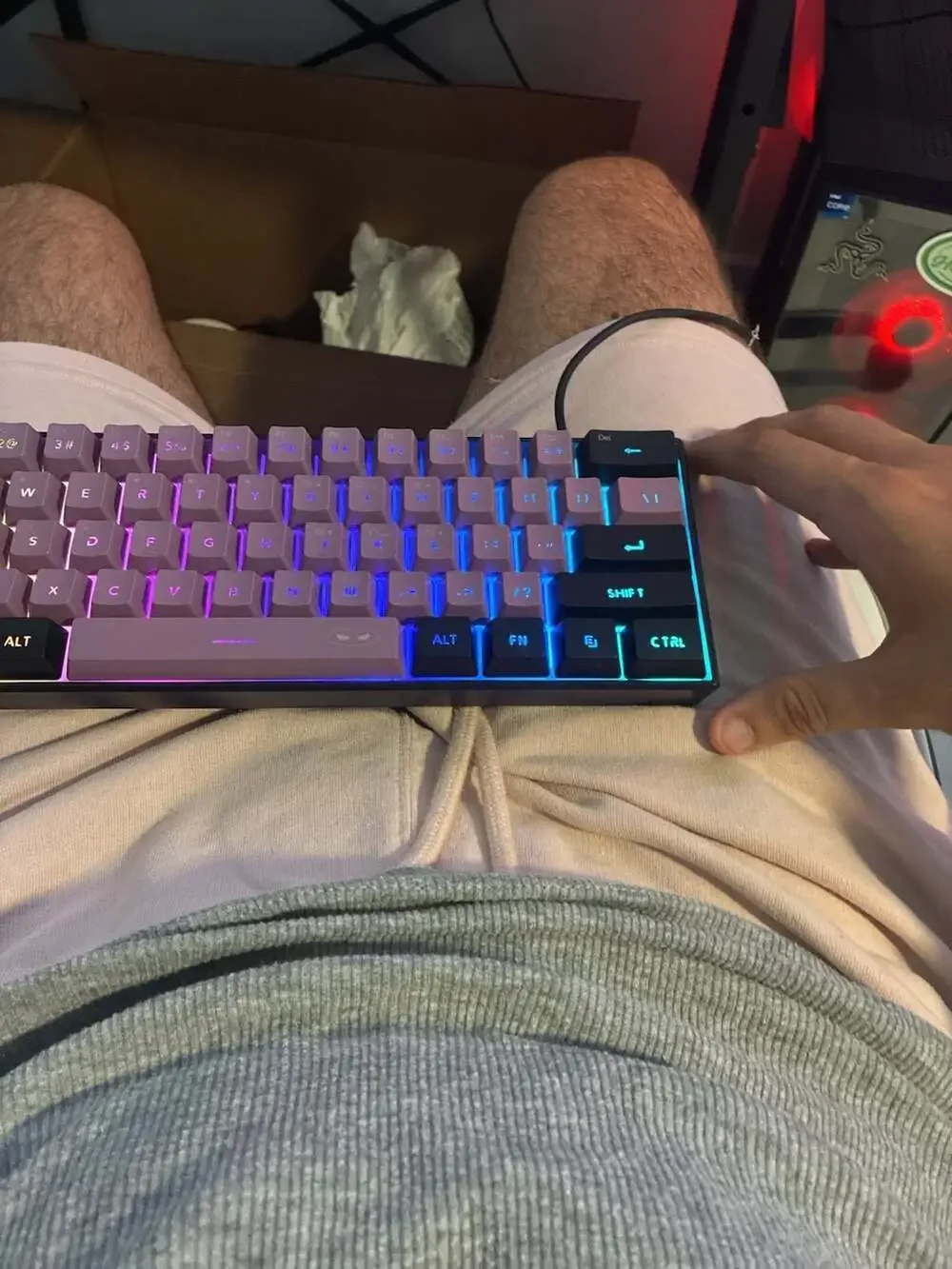 MageGee TS91 60% Mechanical Feel Gaming Keyboard Purple Black RGB